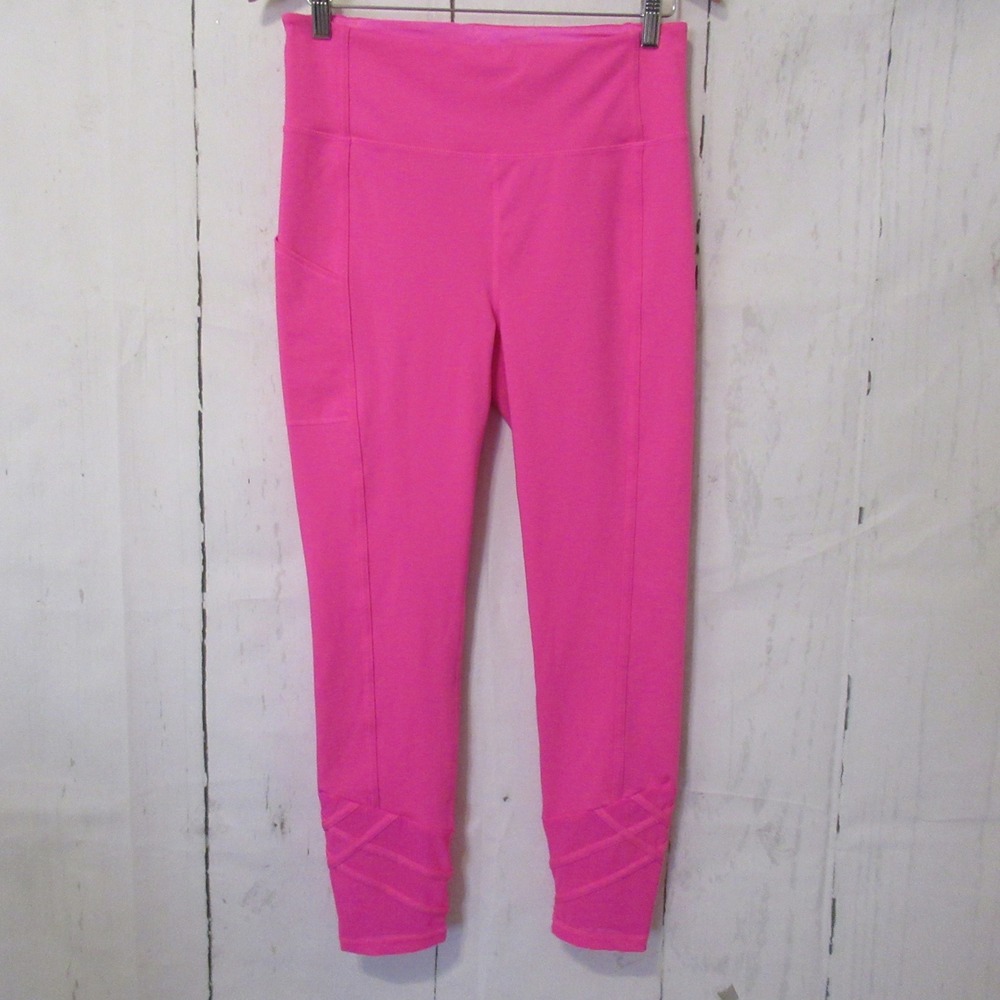 Lilly Pulitzer Luxletic Leggings L Pink Weekender High Rise Pocket Ankle Crop